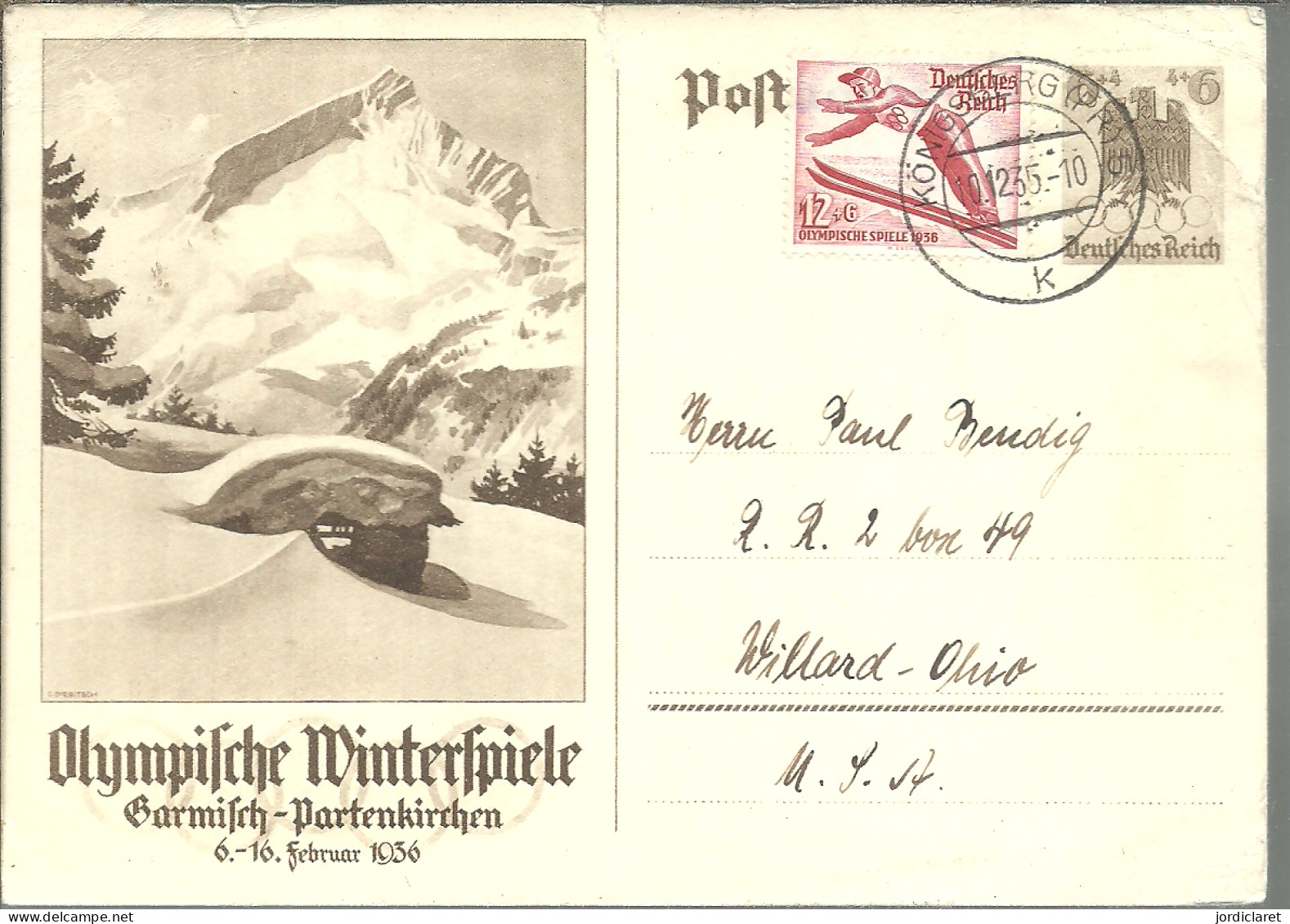 POSTKARTE  ALEMANIA - Inverno1936: Garmisch-Partenkirchen