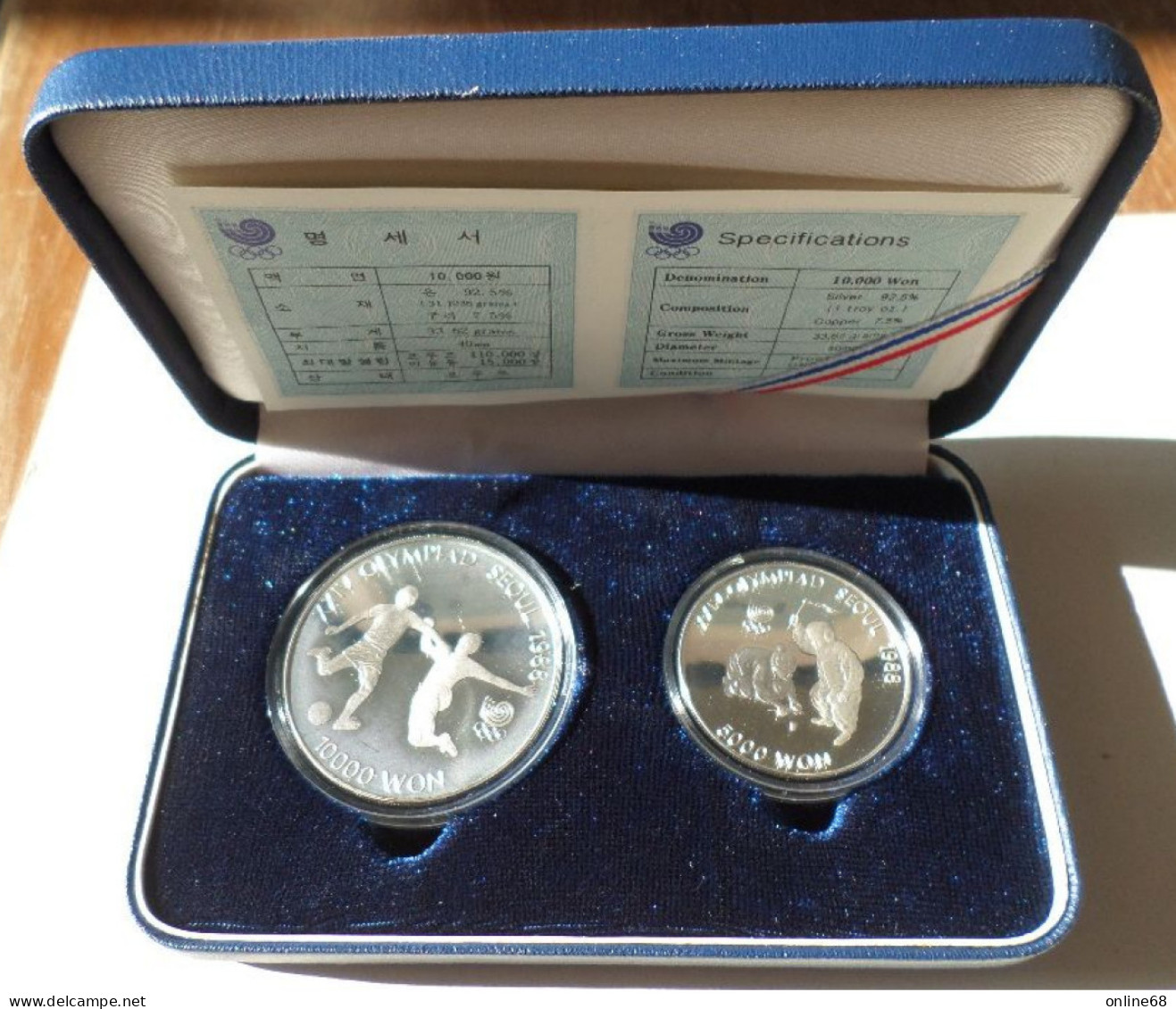 KOREA SOUTH 5000 + 10000 WON 1988 XXIV OLYMPIAD SEOUL 1988 Argent 925‰ Silver EN COFFRET BE PROOF Footballeurs Toupie - Korea (Zuid)