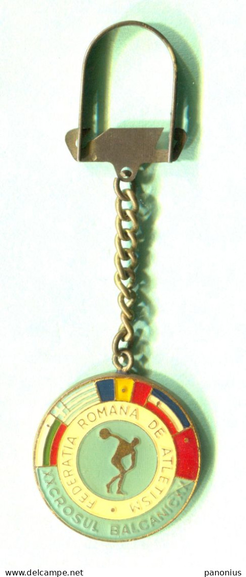 Athletics - Romania Federation, 20th Balkan Cross, Vintage Keychain Keyring - Athlétisme