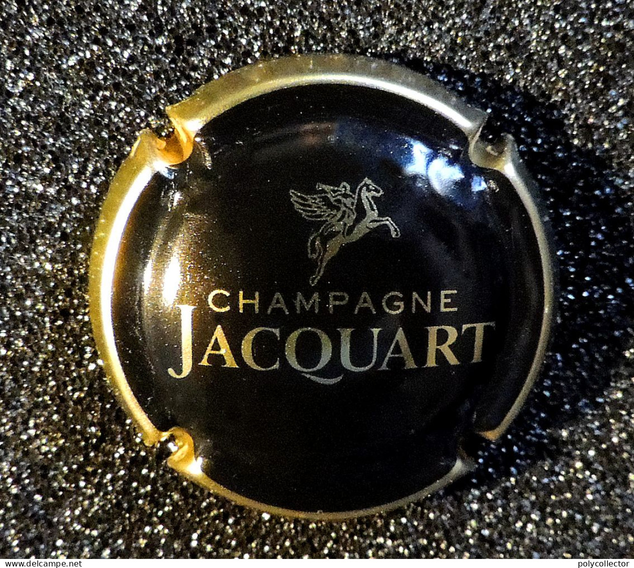 Capsule CHAMPAGNE - JACQUART - Pégase - Fond Noir - Tour Et écriture Doré - Jacquart