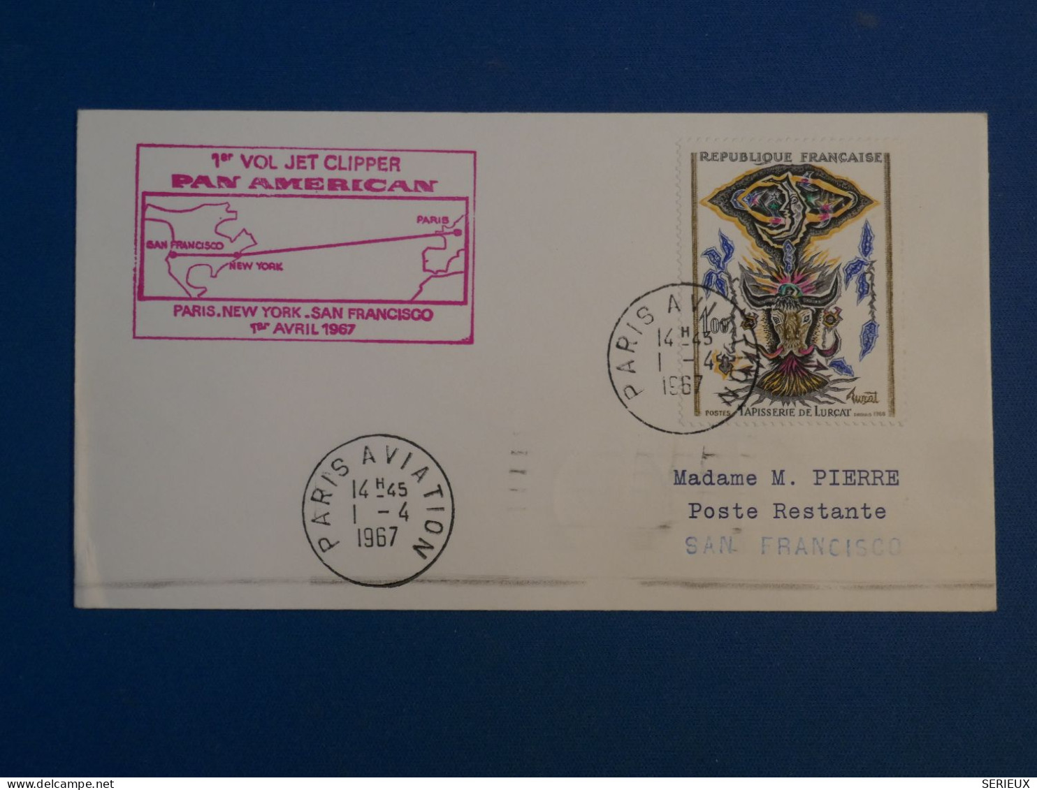 BW15 FRANCE  BELLE LETTRE 1959 1ER VOL  JET  PARIS  SAN FRANCISCO USA    + +AFF.PLAISANT++ - First Flight Covers