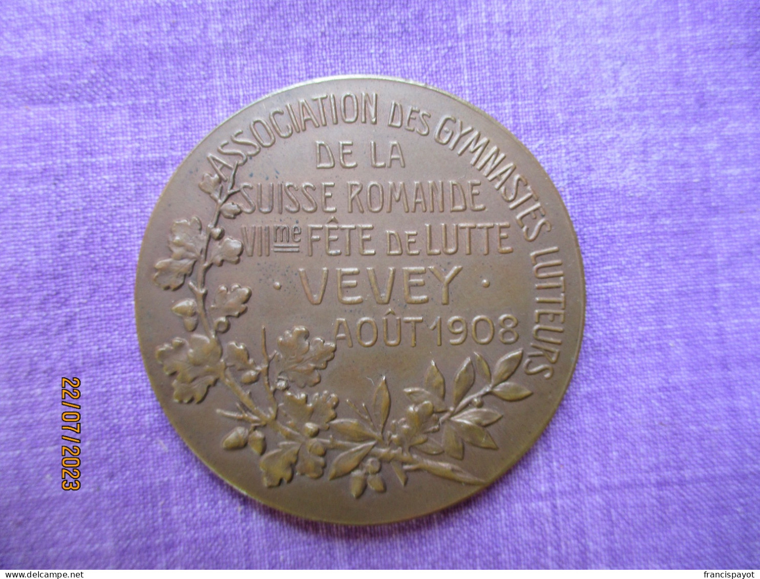 Suisse : Médaille VII Fête De Lutte, Vevey Août 1908 - Professionnels / De Société