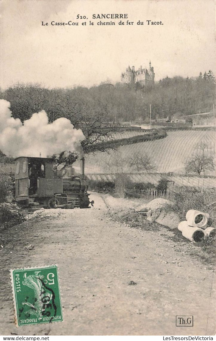 France - Sancerre - Le Casse Cou Et Le Chemin De Fer Du Tacot - Locomotive Vapeur - Château - Carte Postale Ancienne - Sancerre