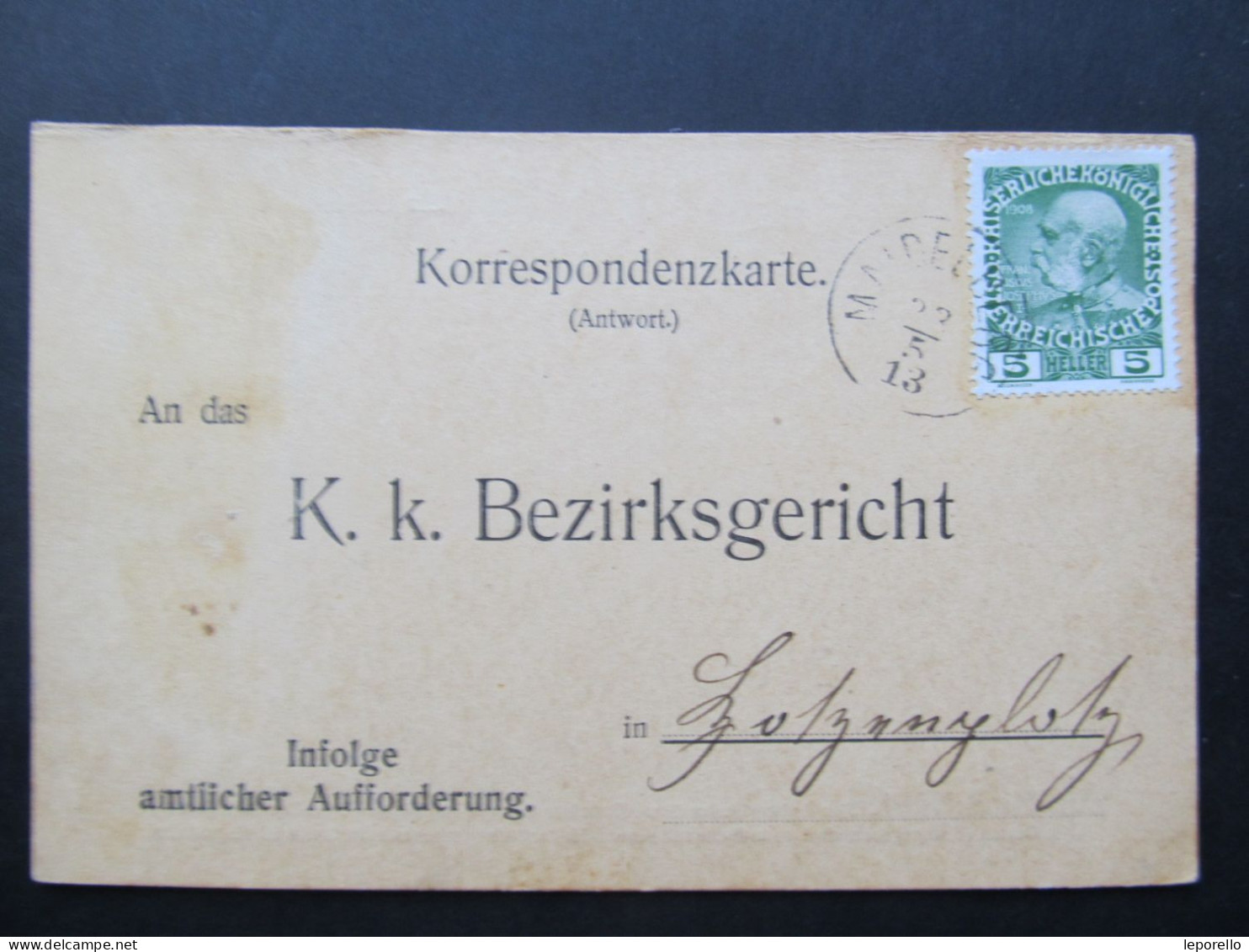 BRIEF Maidelberg Dívčí Hrad Okr. Bruntál - Hotzenplotz Osoblaha 1913 //// D7324 - ...-1918 Préphilatélie