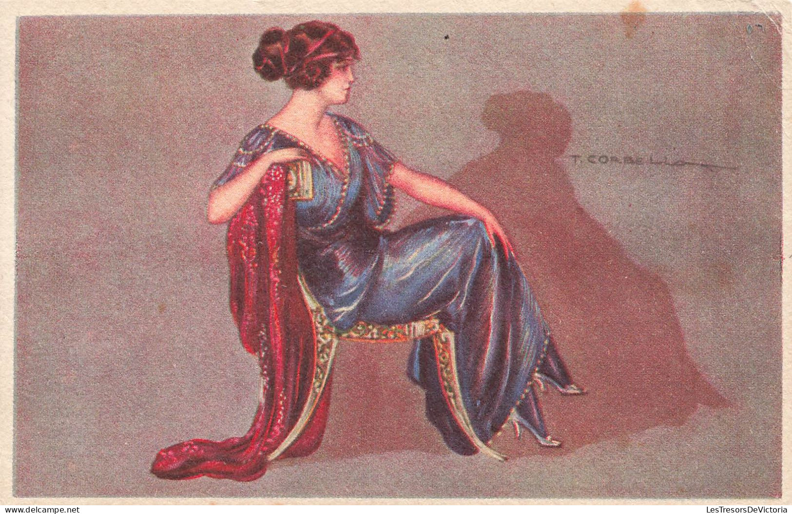 Illustrateur - Corbella - Femme Assise De Profil  - Drapé - Carte Postale Ancienne - Corbella, T.