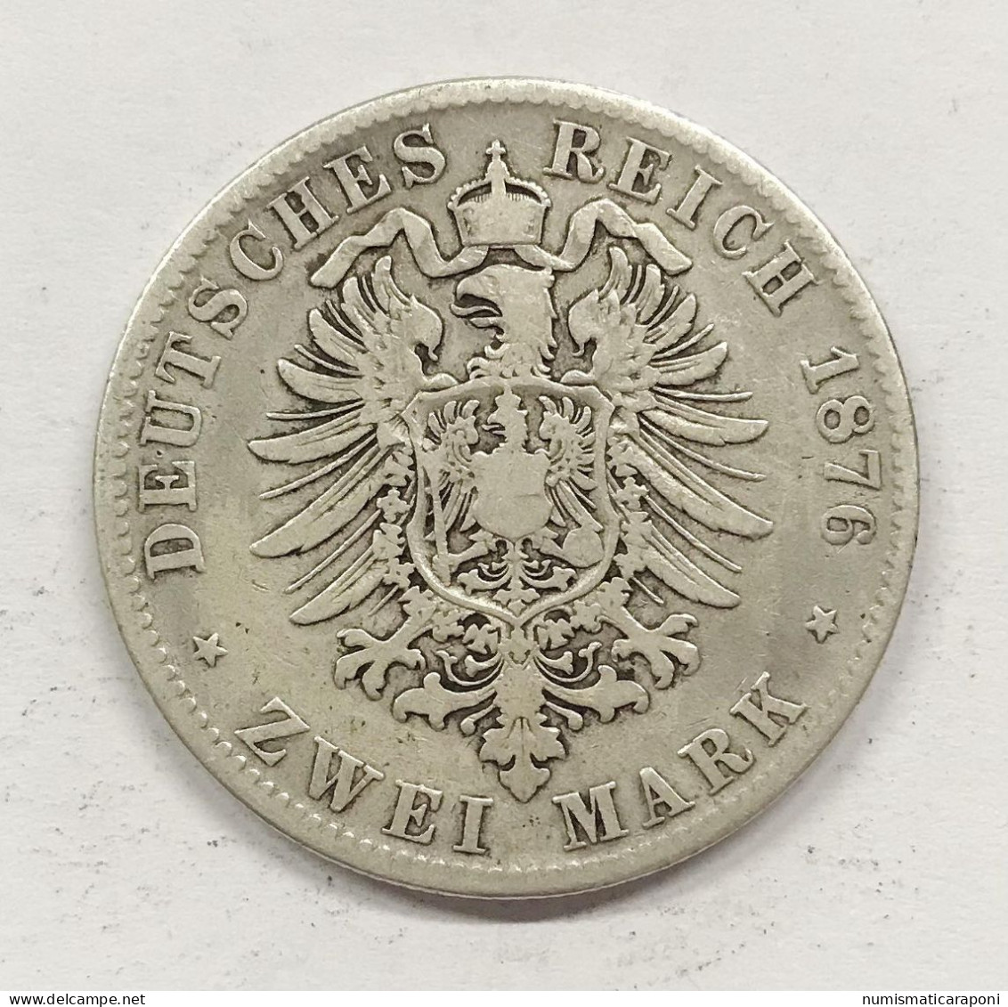 Germania Germany 2 Marchi Mark  1876 D  Bayern Bavaria Ludwig I  E.1074 - 2 Reichsmark