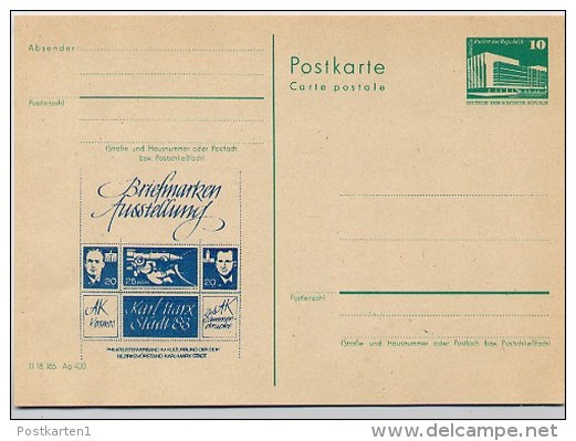 ZUSAMMENDRUCK RAUMFAHRT DDR P84-2-83 C14 Postkarte Zudruck Karl-Marx-Stadt 1983 - Sonstige & Ohne Zuordnung