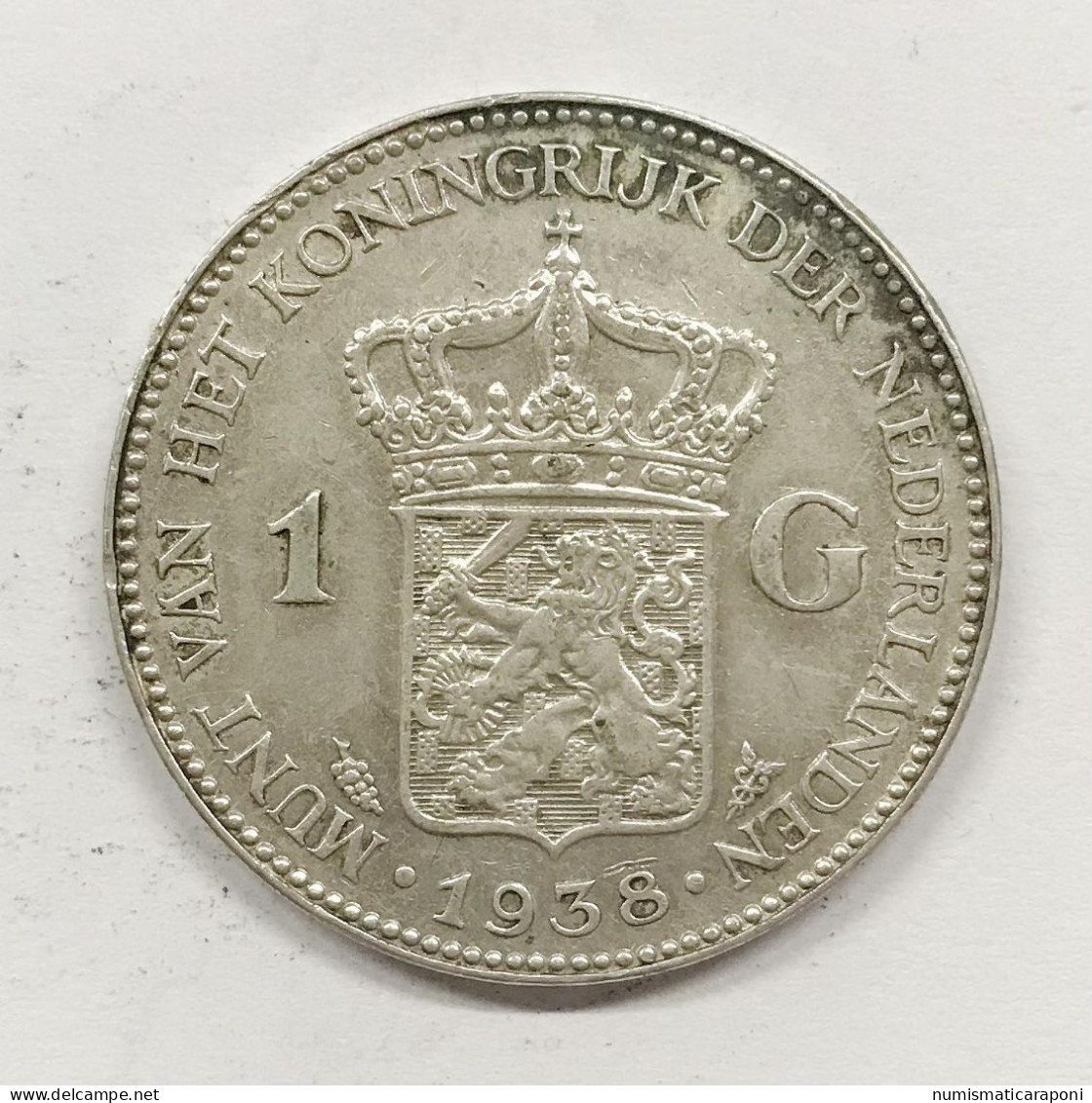 NETHERLAND OLANDA WILHELMINA IIà  GULDEN 1938  E.1077 - 1 Gulden