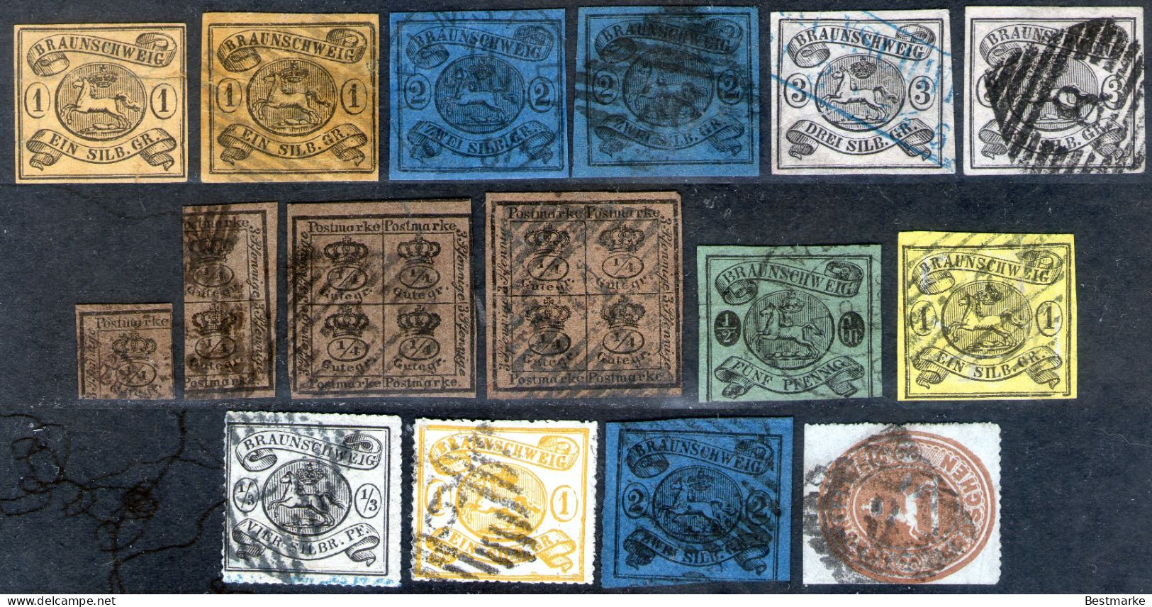 Lot 414 - Braunschweig - Karte Mit 16 Marken Ab Nr. 6 Ay - Collections