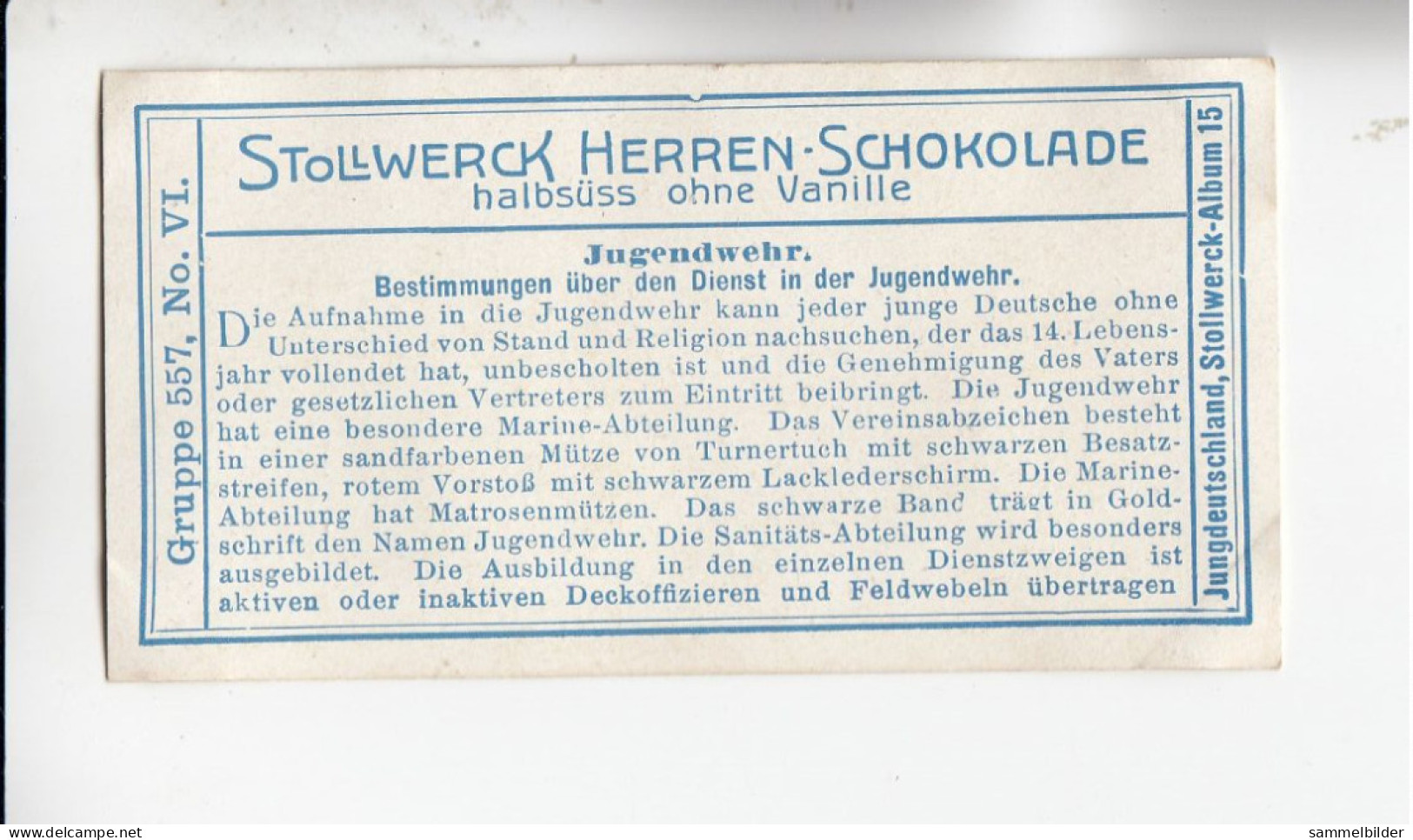 Stollwerck Album No 15 Jugendwehr Bestimmungen über Den Dienst In Der Jugendwehr    Grp 557#6 Von 1915 - Stollwerck
