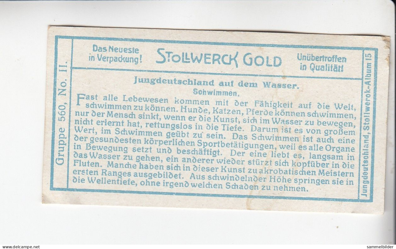 Stollwerck Album No 15  Jungdeutschland Auf Dem Wasser Schwimmen       Grp 560#2 Von 1915 - Stollwerck