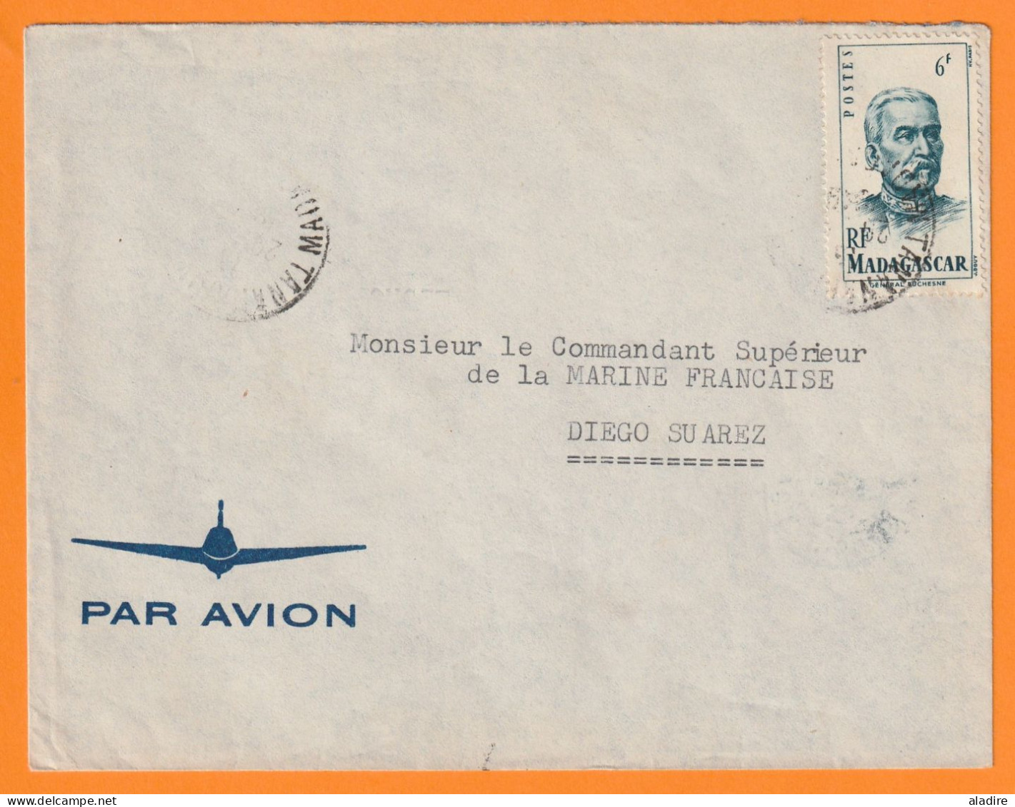 1949 - Enveloppe Par Avion De Tananarive Vers Diego Suarez - Cachet à Date D' Arrivée - 6 F Gal Duchesne - Covers & Documents