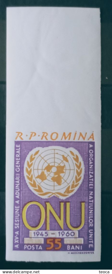 Stamps Errors Romania 1961 Mi 2039 B, Print Line Cutting The Letters "i" And "r" In ADUNARII, Imperfect ONU - Abarten Und Kuriositäten