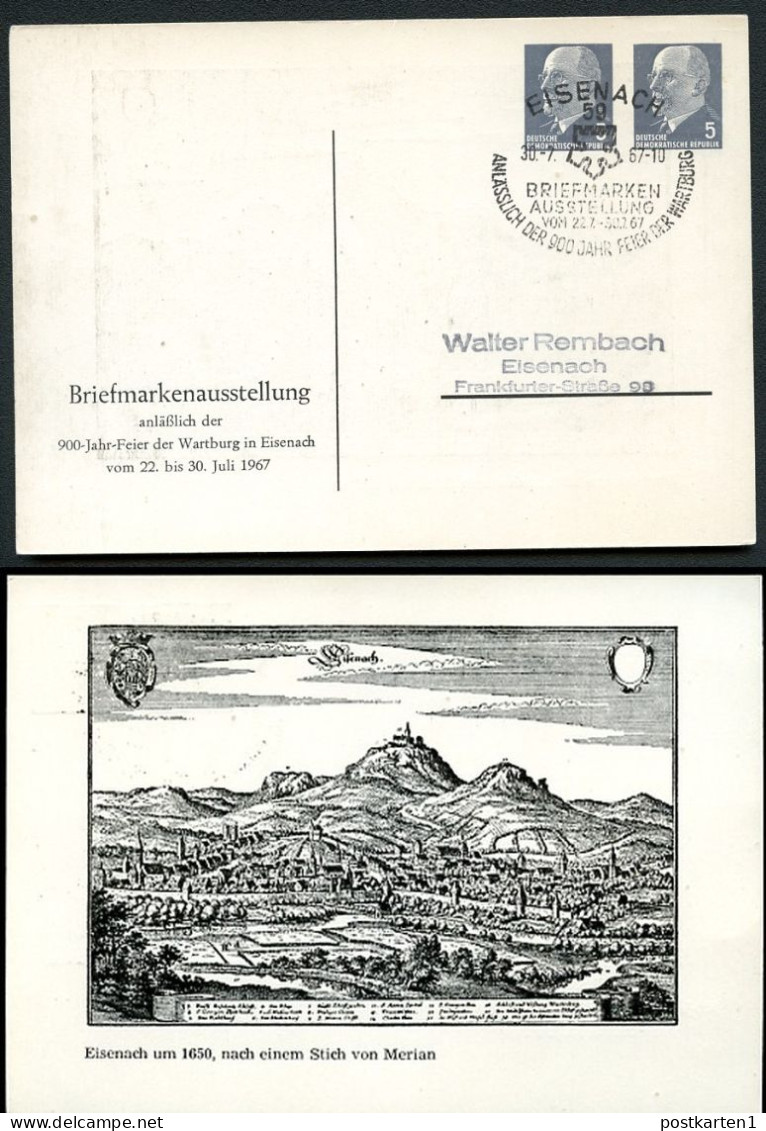 DDR PP12 D2/003 Privat-Postkarte AUSSTELLUNG EISENACH Sost. 1967  NGK 4,00 € - Cartoline Private - Usati