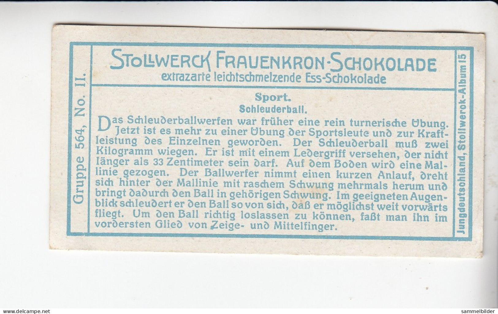 Stollwerck Album No 15 Sport Schleuderball     Grp 564#2 Von 1915 - Stollwerck
