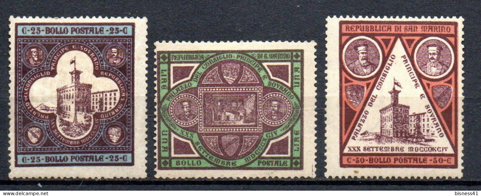 Col33 Saint Marin San Marino 1894 N° 23 à 25 Neuf X MH Cote :  78,00€ - Unused Stamps