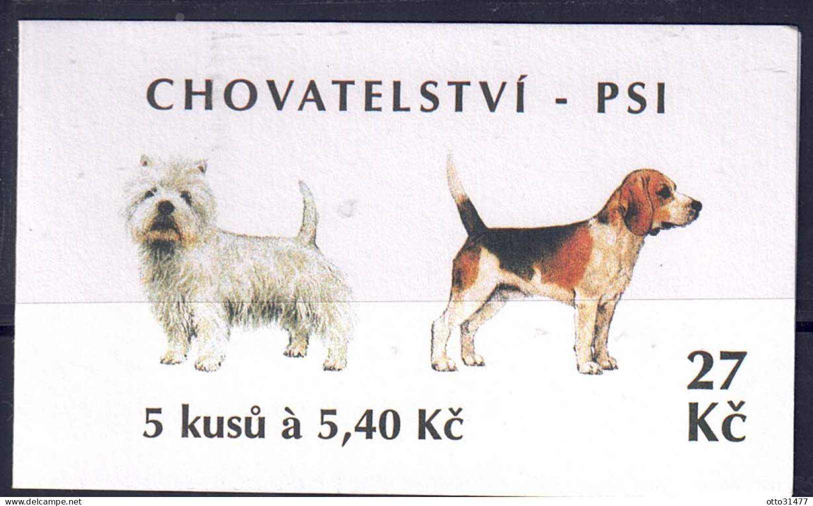 Tschechei 2001 - Hunde, MH 96 (mit 3 X Nr. 297 Und 2 X Nr. 298), Postfrisch ** / MNH - Nuevos