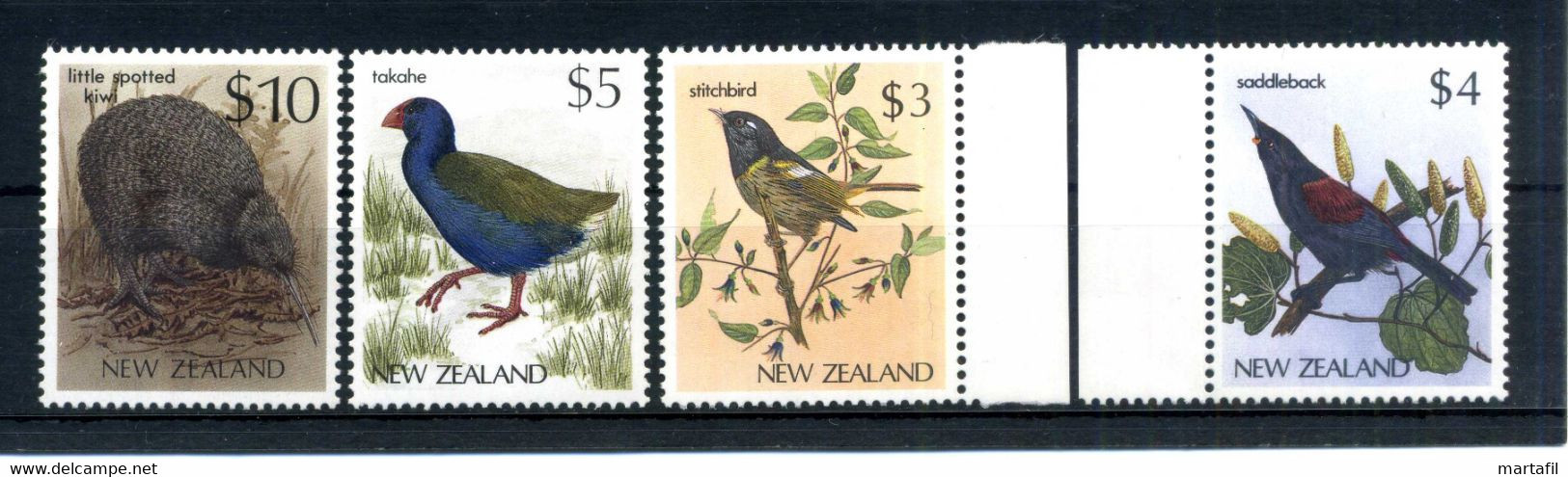 1982-89 NUOVA ZELANDA New Zealand, 3$-10$ 922/925 MNH **, Ordinaria, Uccelli, Birds, Kiwi, Takahe, Stitchbird, - Unused Stamps