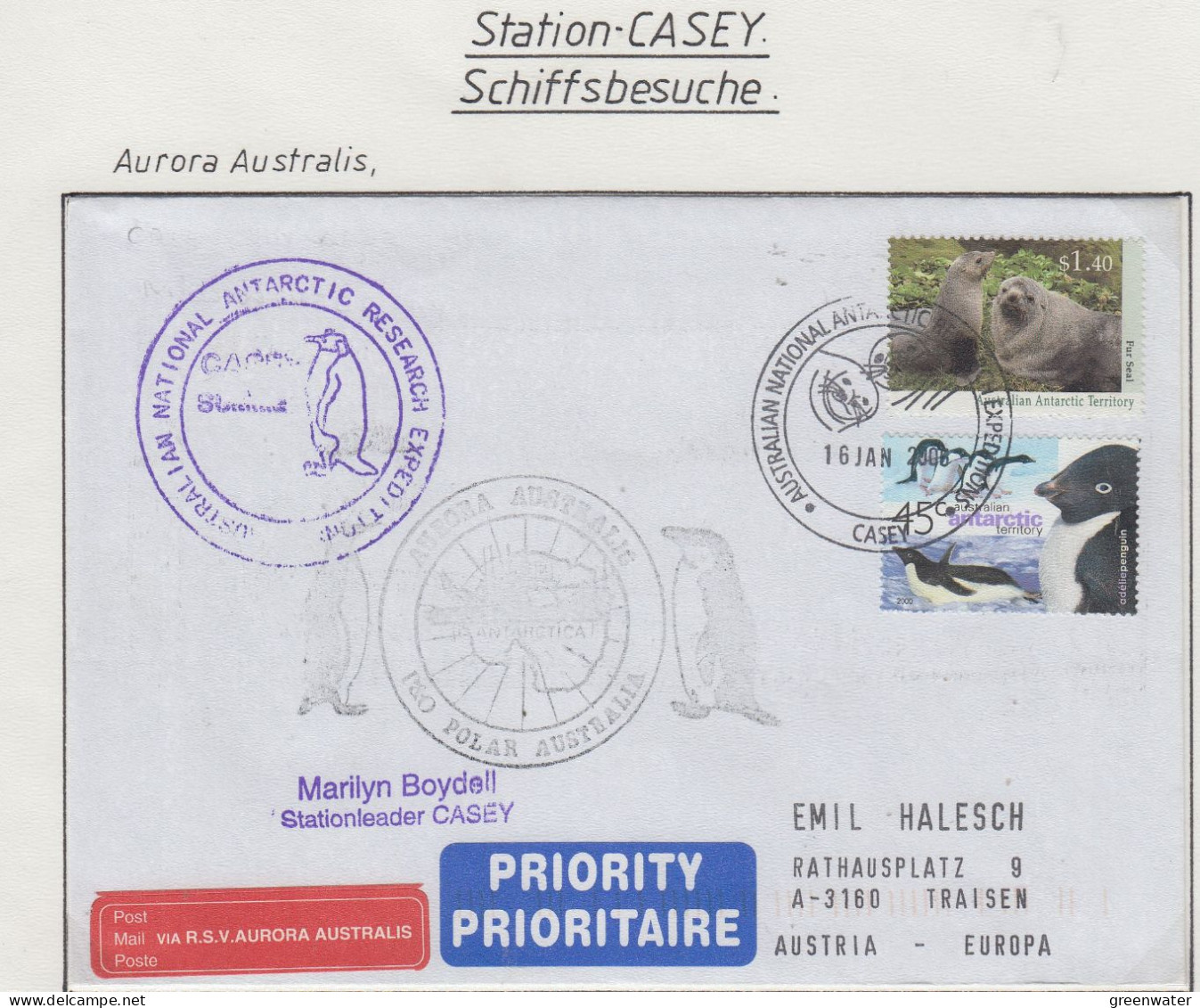 AAT  Ship Visit Aurora Australis Ca Casey 16 JAN 2006 (CS174) - Lettres & Documents