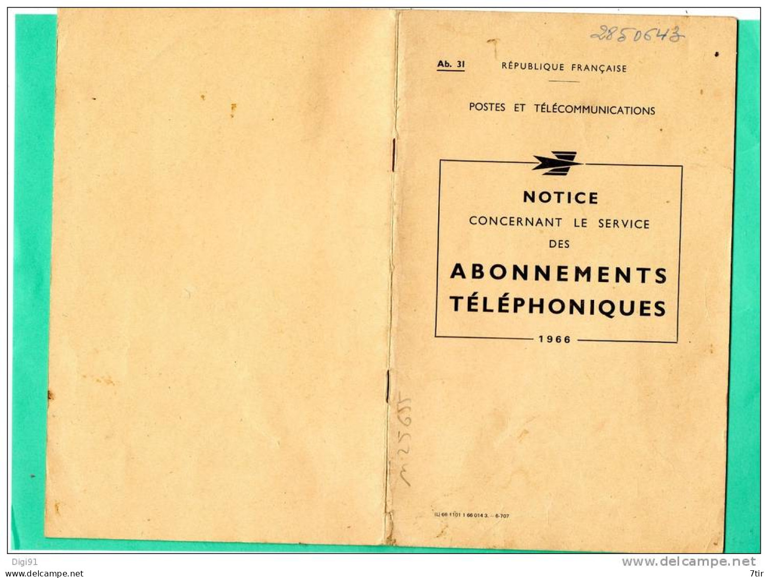 POSTES ET TELECOMMUNICATIONS NOTICE CONCERNANT LES ABONNEMENTS TELEPHONIQUES 1966 - Andere Pläne
