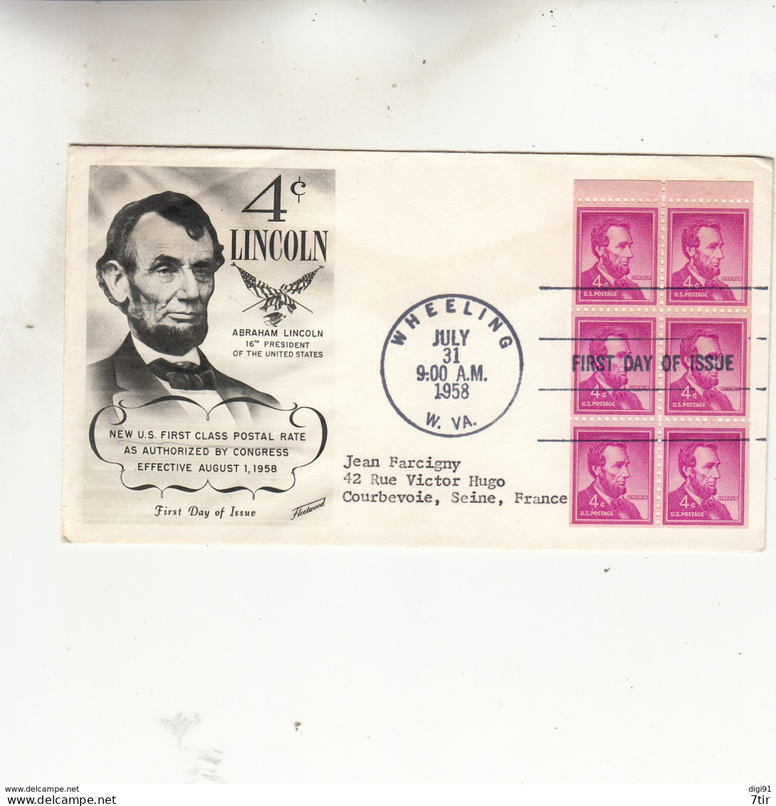 FIRST DAY OF ISSUE LINCOLN 1958 - 1951-1960