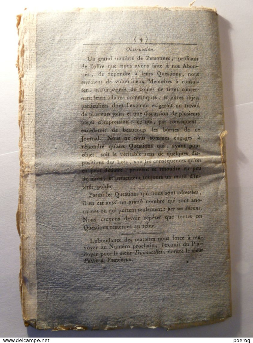 GAZETTE DES TRIBUNAUX 1792 - AFFAIRE DES COMEDIENS DU THEATRE DE LA NATION - BIENS EMIGRES TOULOUSE - ABBAYE DE CLERAC - Giornali - Ante 1800