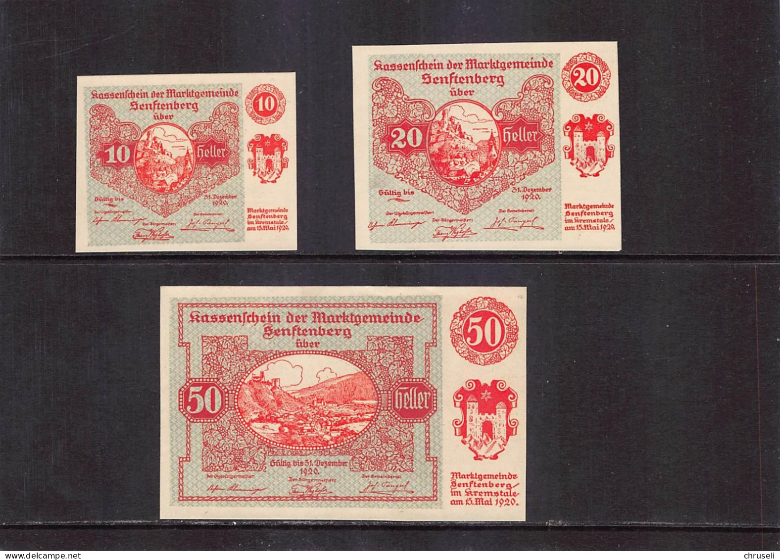 Senftenberg  Notgeld  Lot Serie A 3 Noten - Autriche