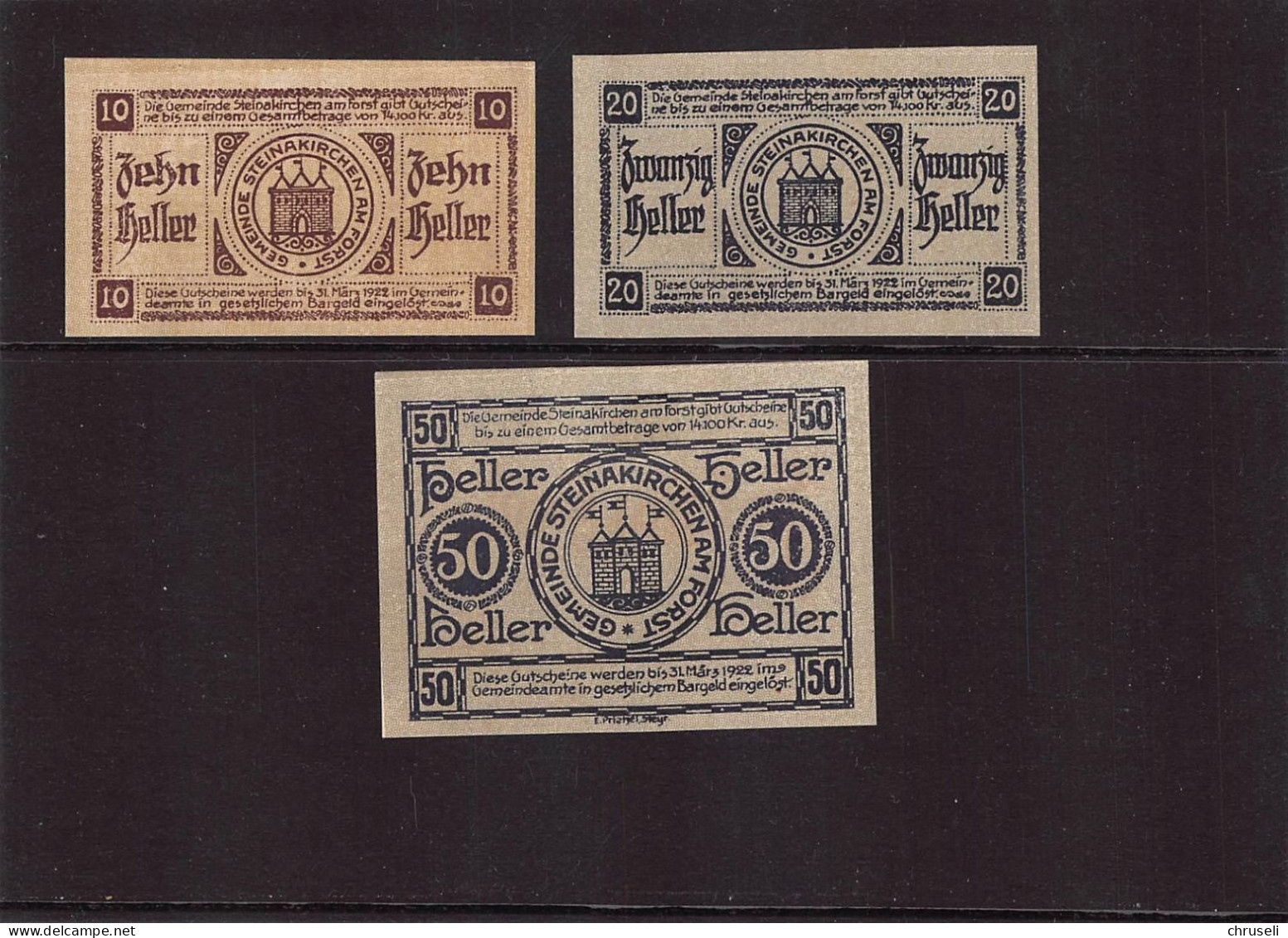 Steinakirchen Notgeld   Lot Serie A 3 Noten - Autriche