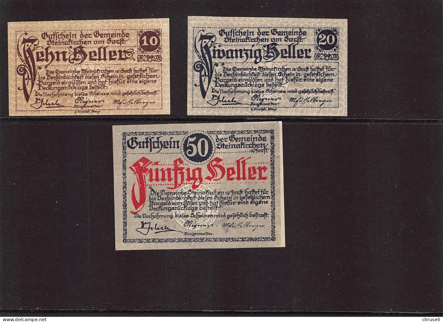 Steinakirchen Notgeld   Lot Serie A 3 Noten - Autriche