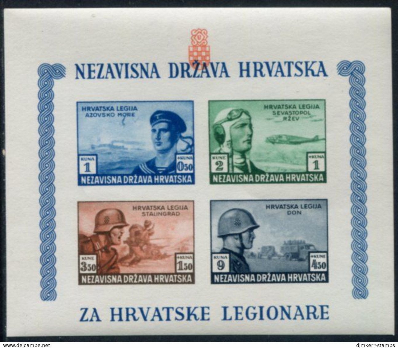 CROATIA 1943 Croatian Legion Imperforate Block MNH / **.  Michel Block 5B - Kroatië