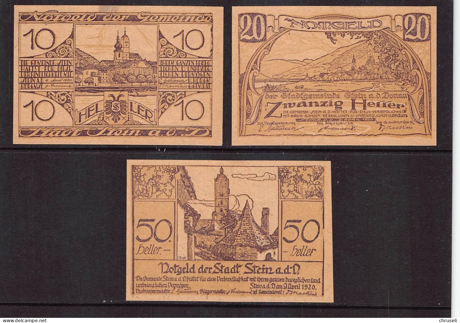 Stein An Der Donau  Notgeld  Lot Serie A 3 Noten - Autriche