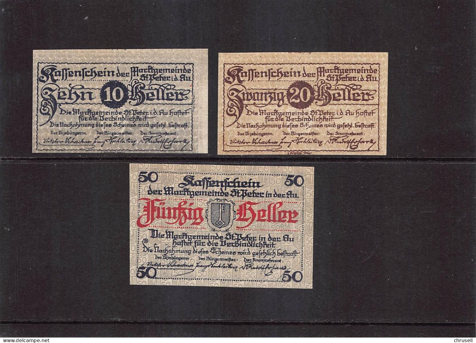 St.Peter In Der Au Notgeld  Lot Serie A 3 Noten - Autriche