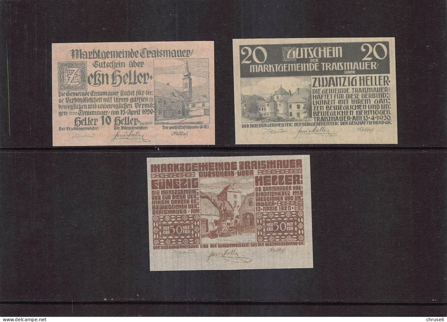 Traismauer  Notgeld  Lot Serie A 3 Noten - Autriche