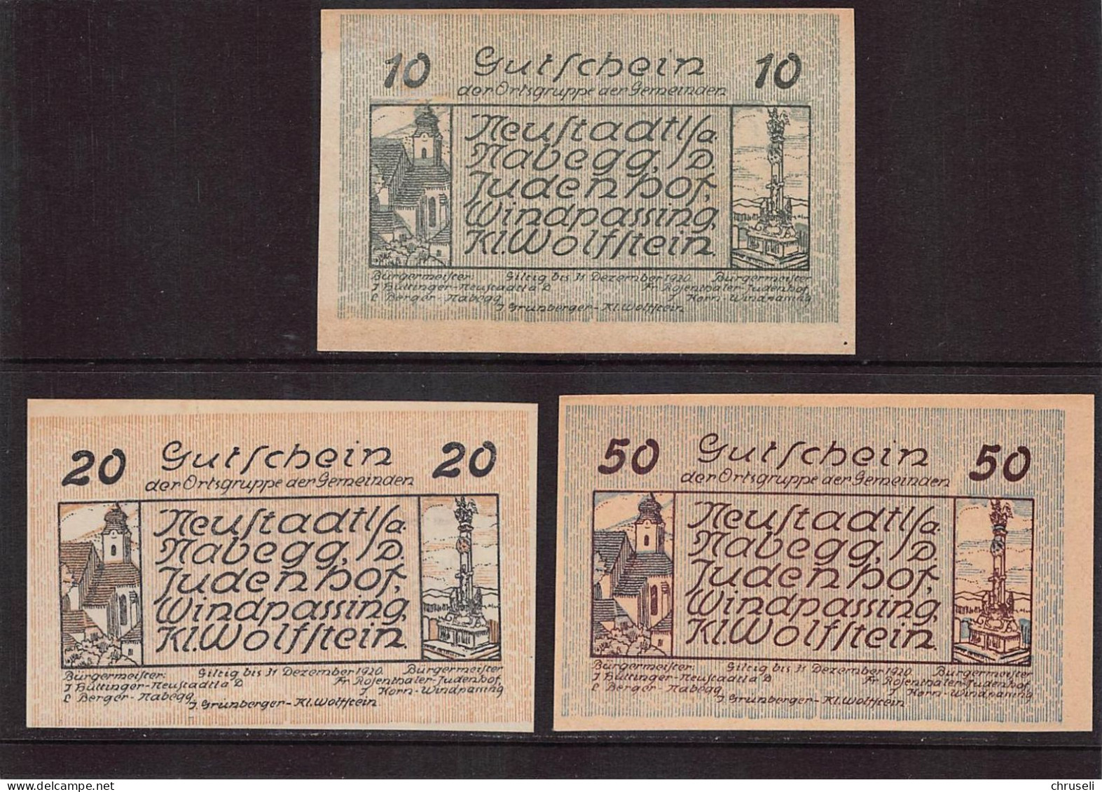 Neustadt   Notgeld  Lot Serie A 3 Noten - Autriche