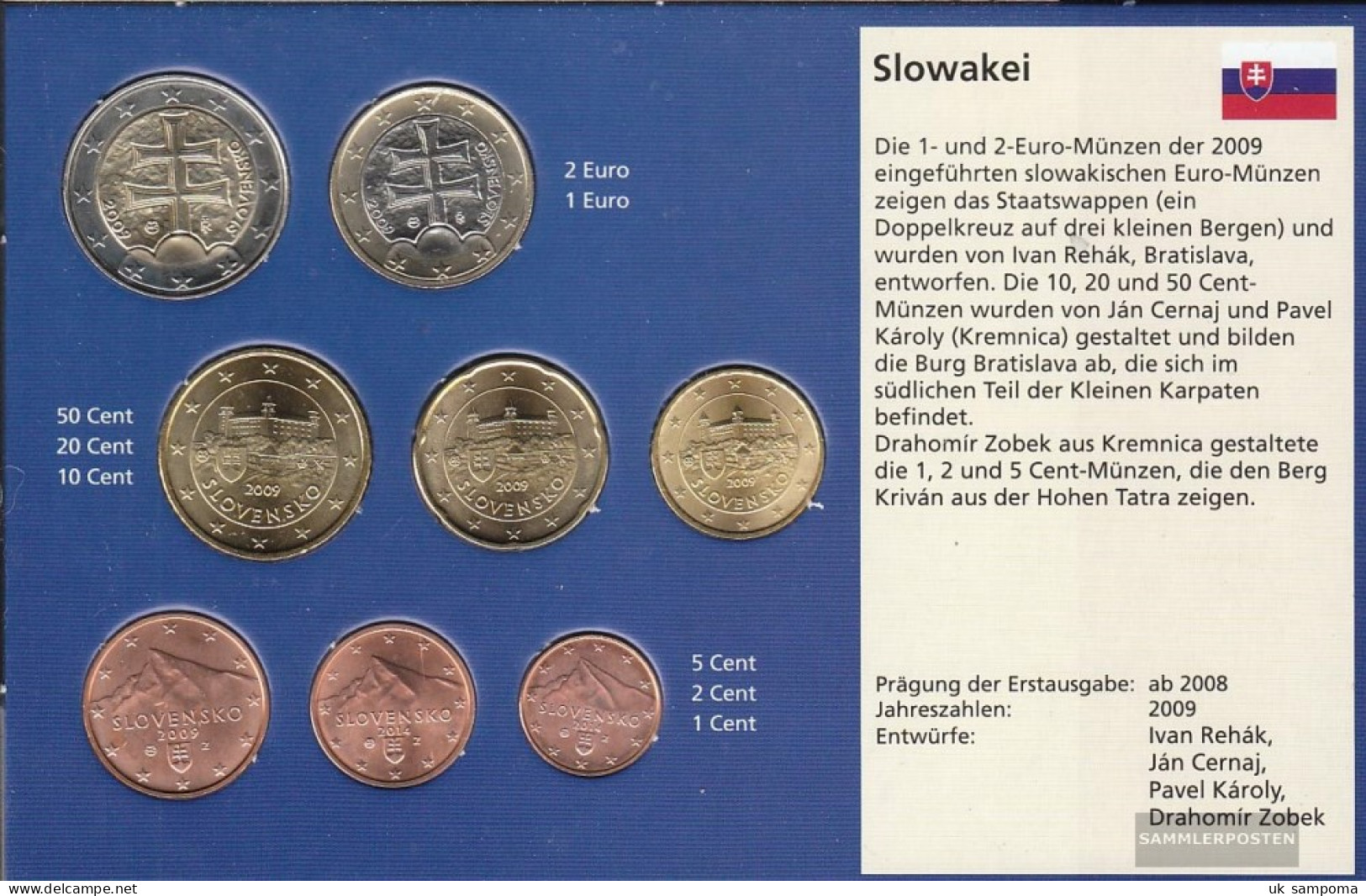 Slovakia Stgl./unzirkuliert Kursmünzensatz Mixed Vintages Stgl./unzirkuliert From 2009 Euro Komplettausgfrome - Slovakia