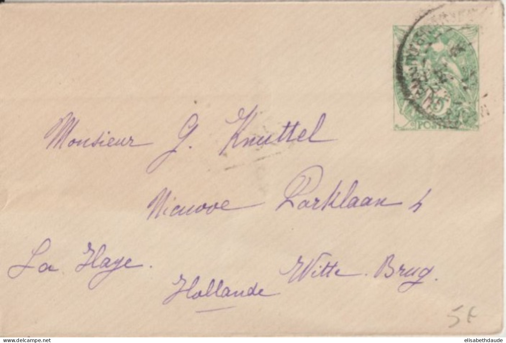1904 - BLANC - ENVELOPPE ENTIER PETIT (DATE 120) De MARSEILLE => LA HAYE (HOLLANDE) ! - 1900-29 Blanc