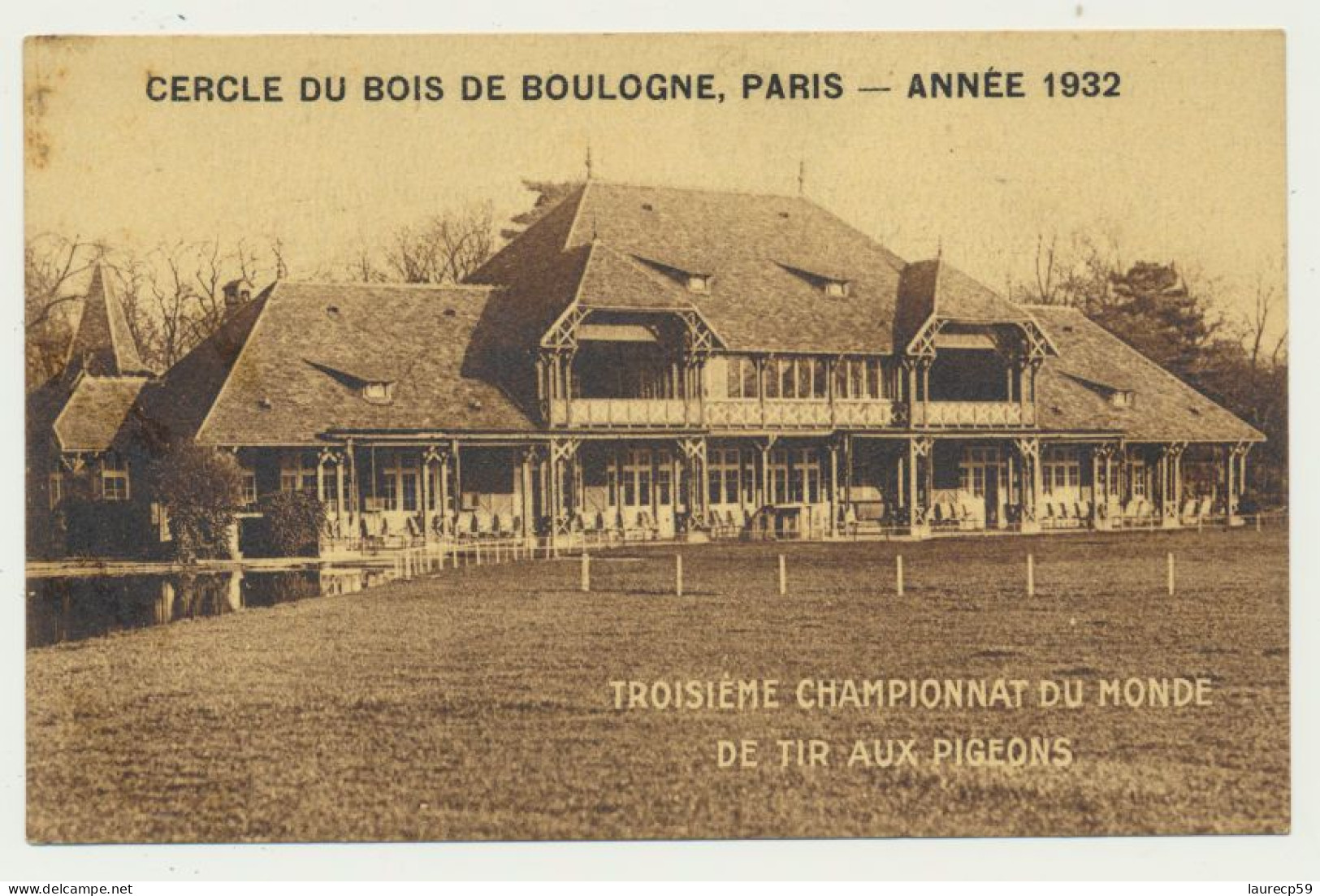 Carte Troisième Championnat Du Monde De Tir Aux Pigeons - Cercle Du Bois De Boulogne PARIS - Année 1932 - Schieten (Wapens)