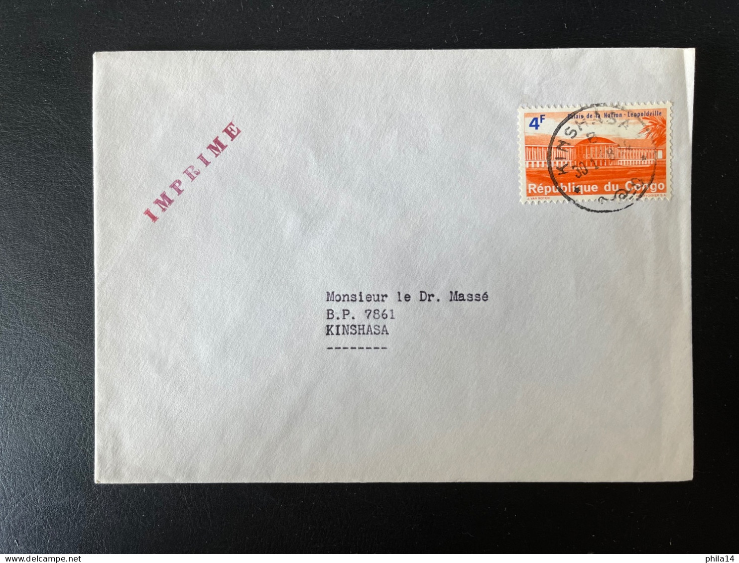 SP ENVELOPPE CONGO KINSHASA POUR MARSEILLE 1968 - Lettres & Documents