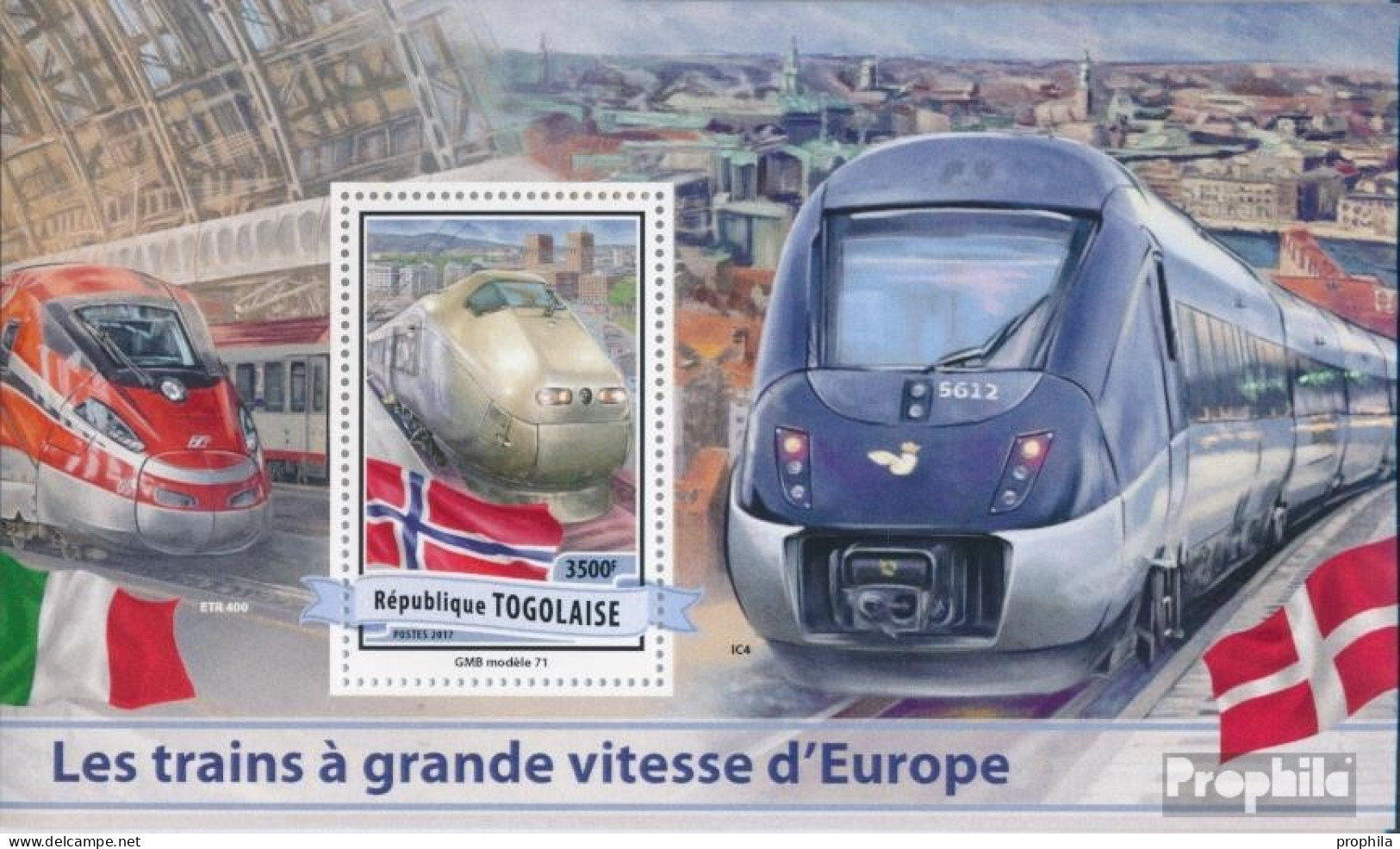 Togo Block 1413 (kompl. Ausgabe) Postfrisch 2017 Europäische Schnellzüge - Togo (1960-...)