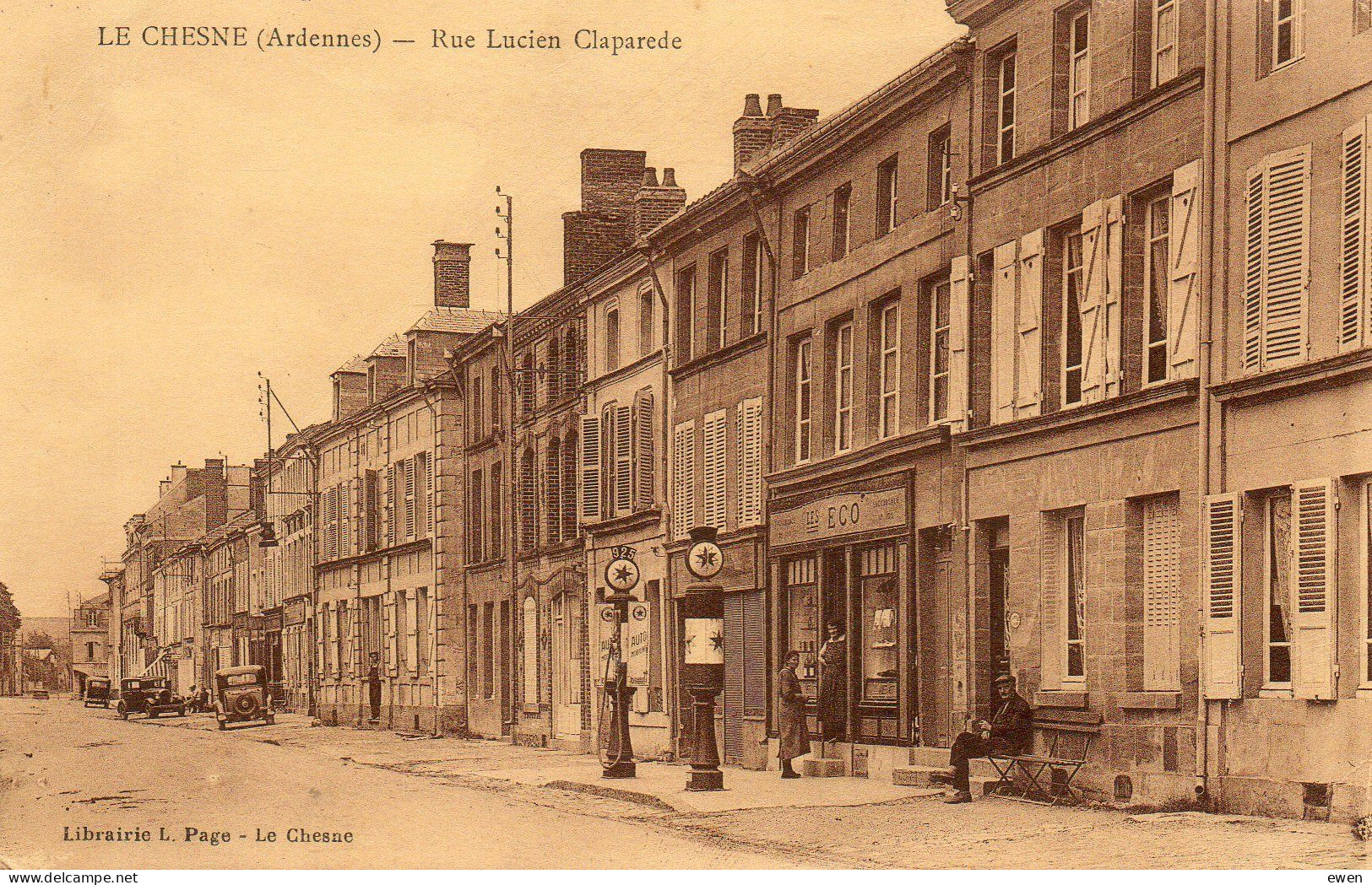 Le Chesne. Rue Lucien Claparede. Station Essence Eco 1939. - Le Chesne