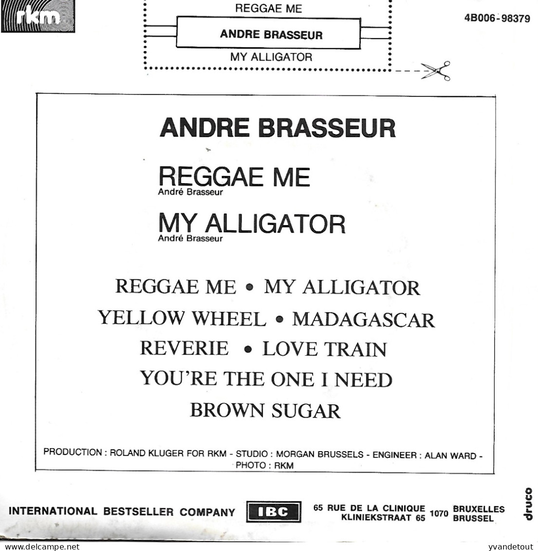 45t. André Brasseur.Reggae Me  My Alligator - Otros & Sin Clasificación