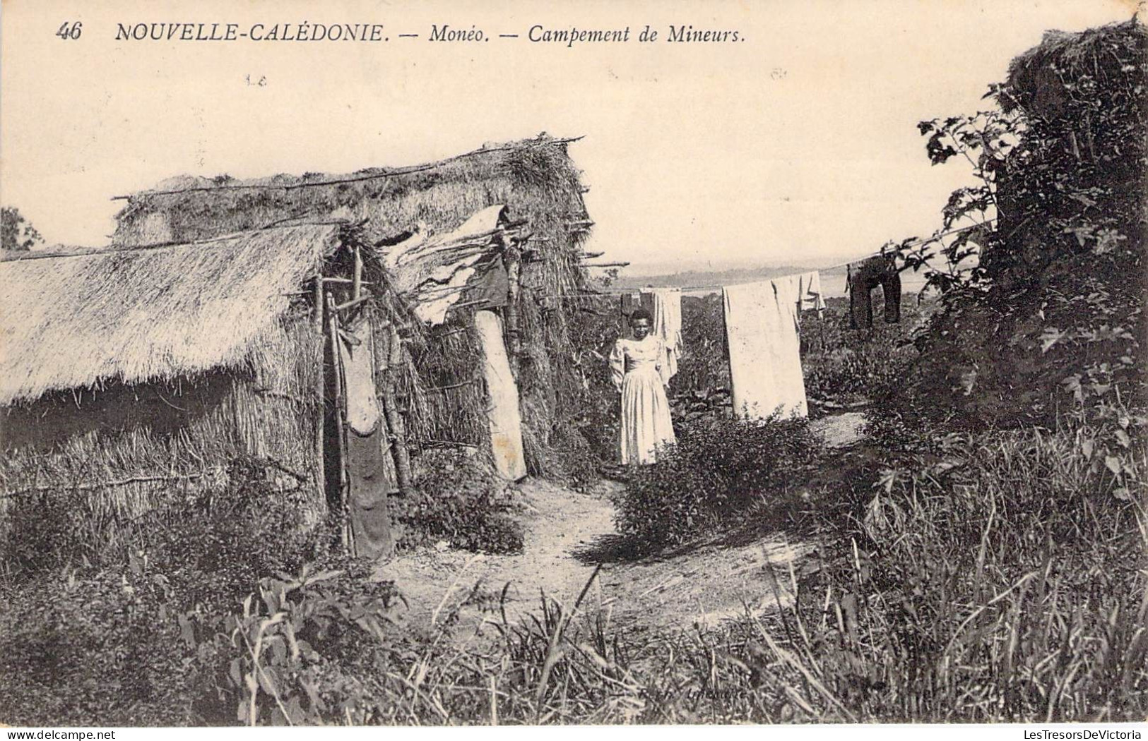 Nouvelle Calédonie - Monéo - Campement De Mineurs - Animé - Carte Postale Ancienne - Neukaledonien