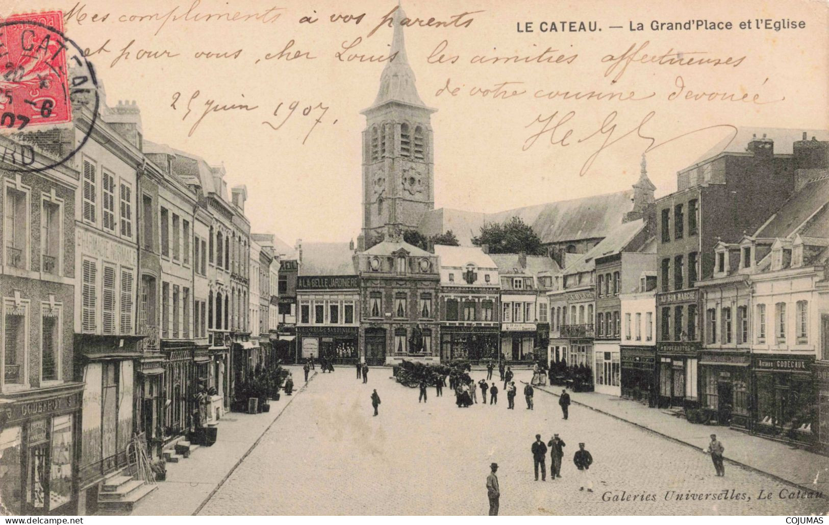 59 - LE CATEAU - S19999 - La Grand'Place Et L'Eglise - Le Cateau