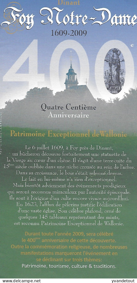 Foy Notre-Dame. Dinant - 400ème Anniversaire - Programme 2009 - Rochefort - Programma's