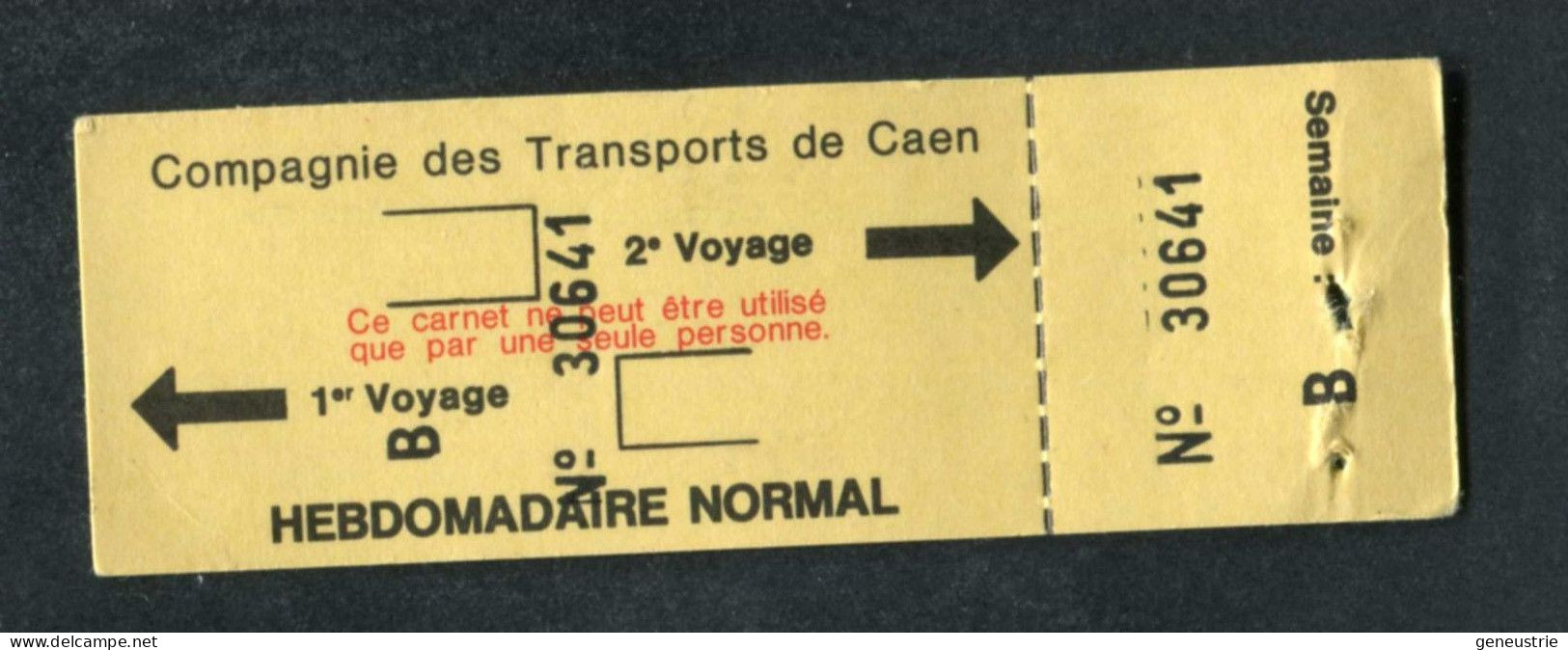 Ticket De Bus "Compagnie Des Transports De Caen" Bus Ticket Transportation - Europa