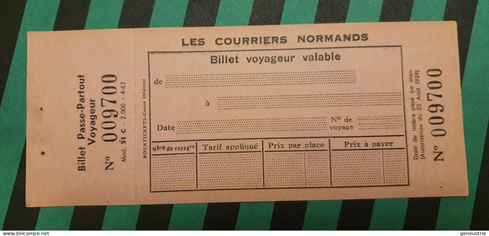 Ticket De Transport Caen Et Agglomération Caennaise "Billet Passe-partout Voyageur - Les Courriers Normands" Normandie - Europe