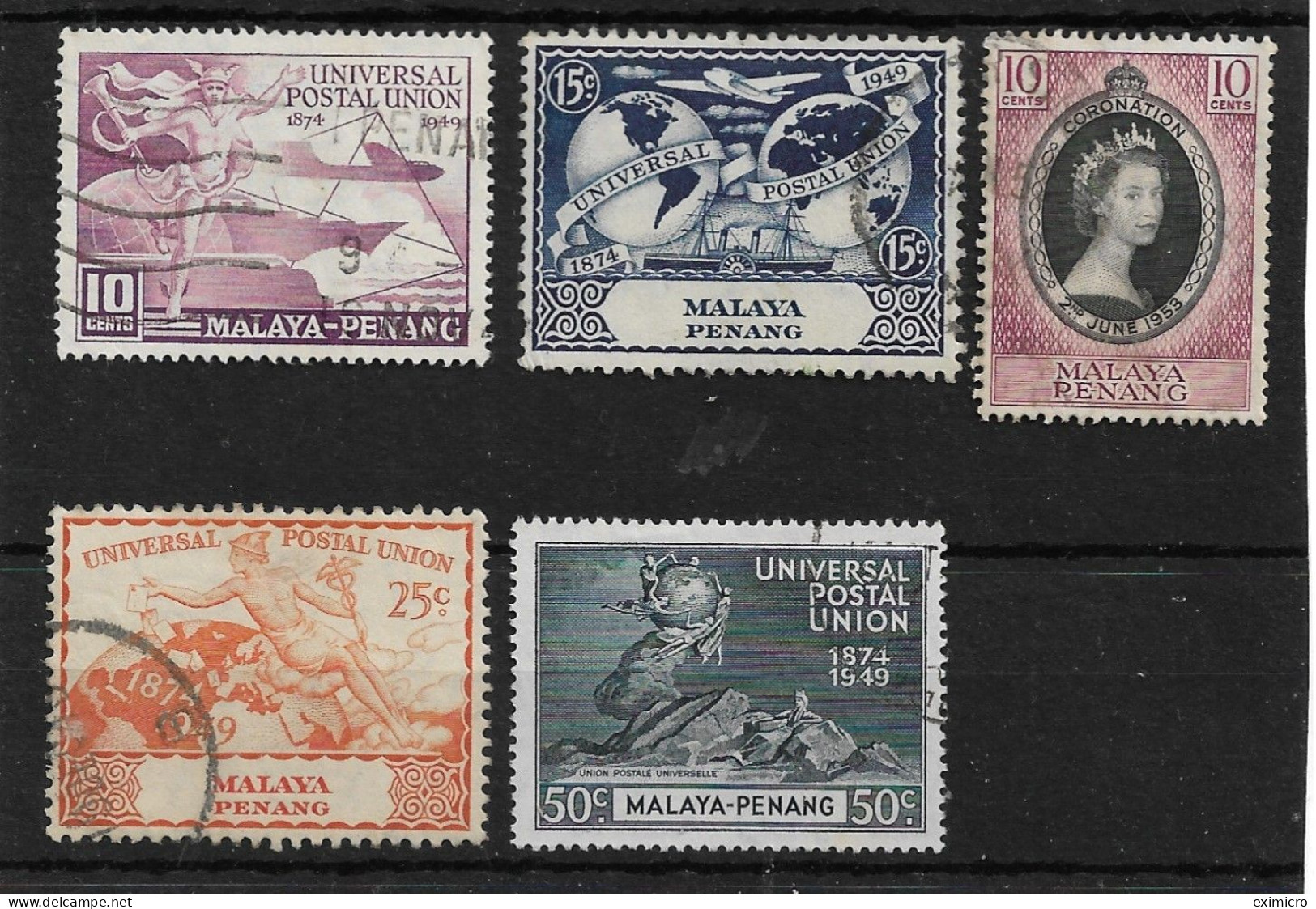 MALAYA - PENANG 1949 UPU AND 1953 CORONATION SETS FINE USED Cat £11.80 - Penang