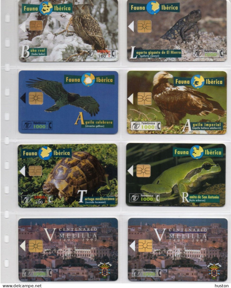 LOT 8 CARTES ESPAGNE - Série De 6 Animaux Fauna Ibérica - 2 Centenario, Puces Différentes - Collections