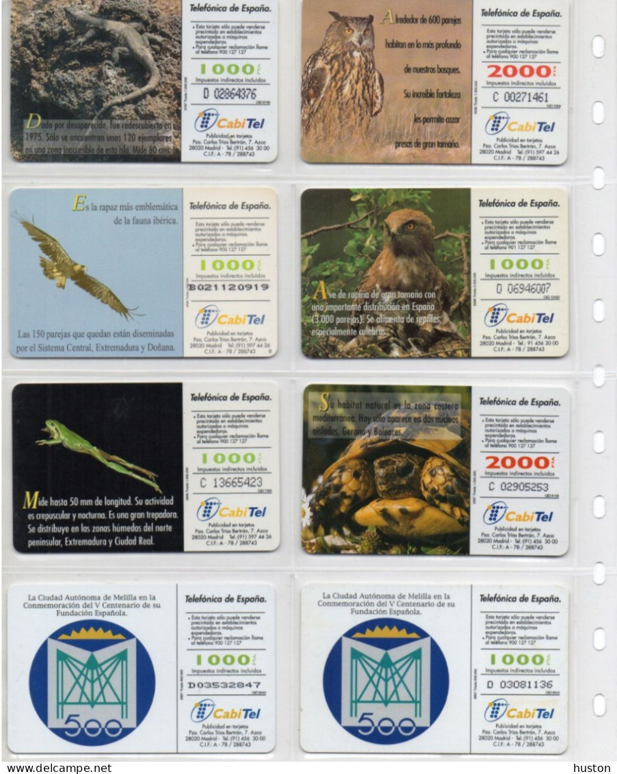 LOT 8 CARTES ESPAGNE - Série De 6 Animaux Fauna Ibérica - 2 Centenario, Puces Différentes - Collezioni