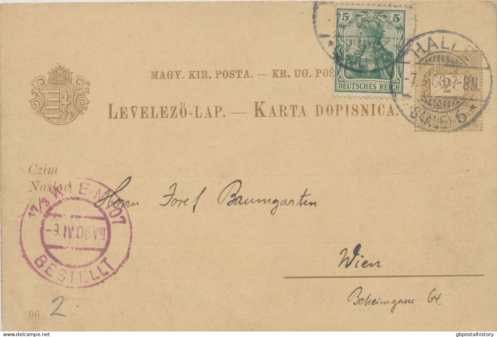 UNGARN/DEUTSCHES REICH 1906 Ungarn Ansichtskarten-GA 2Kr Zur Jahrtausendfeier Ungarns (1896) M Städteansicht Von Zagreb - Entiers Postaux